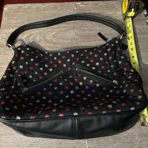 Vera Bradley Havana Polka Dots Vivian Red Black Cotton Hobo Zip Shoulder Bag